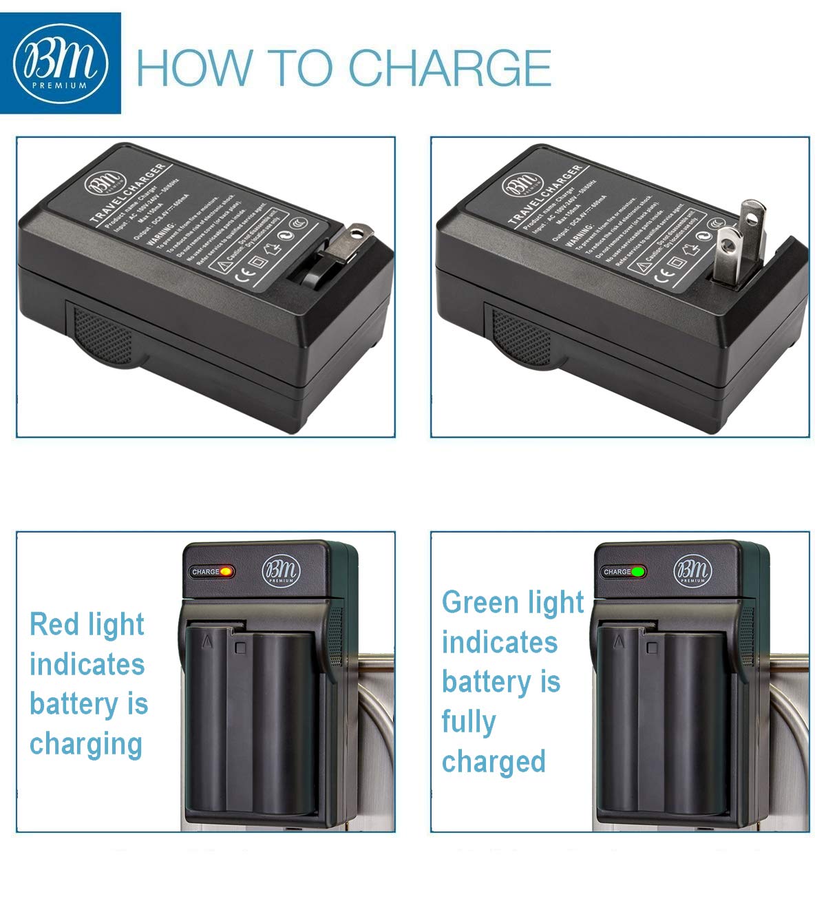 BM Premium 2 Pack of EN-EL15B Batteries and Battery Charger for Nikon Z6, Z7, D780, D850, D7500, 1 V1, D500, D600, D610, D750, D800, D800E, D810