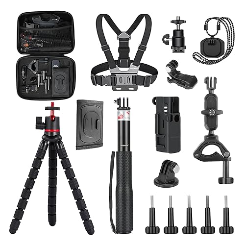 NEEWER Basics 16 in 1 Accessories Kit Compatible with DJI OSMO Pocket 3, Mini Tripod Selfie Stick Chest Strap Magnetic Neck Mount Extension Adapter
