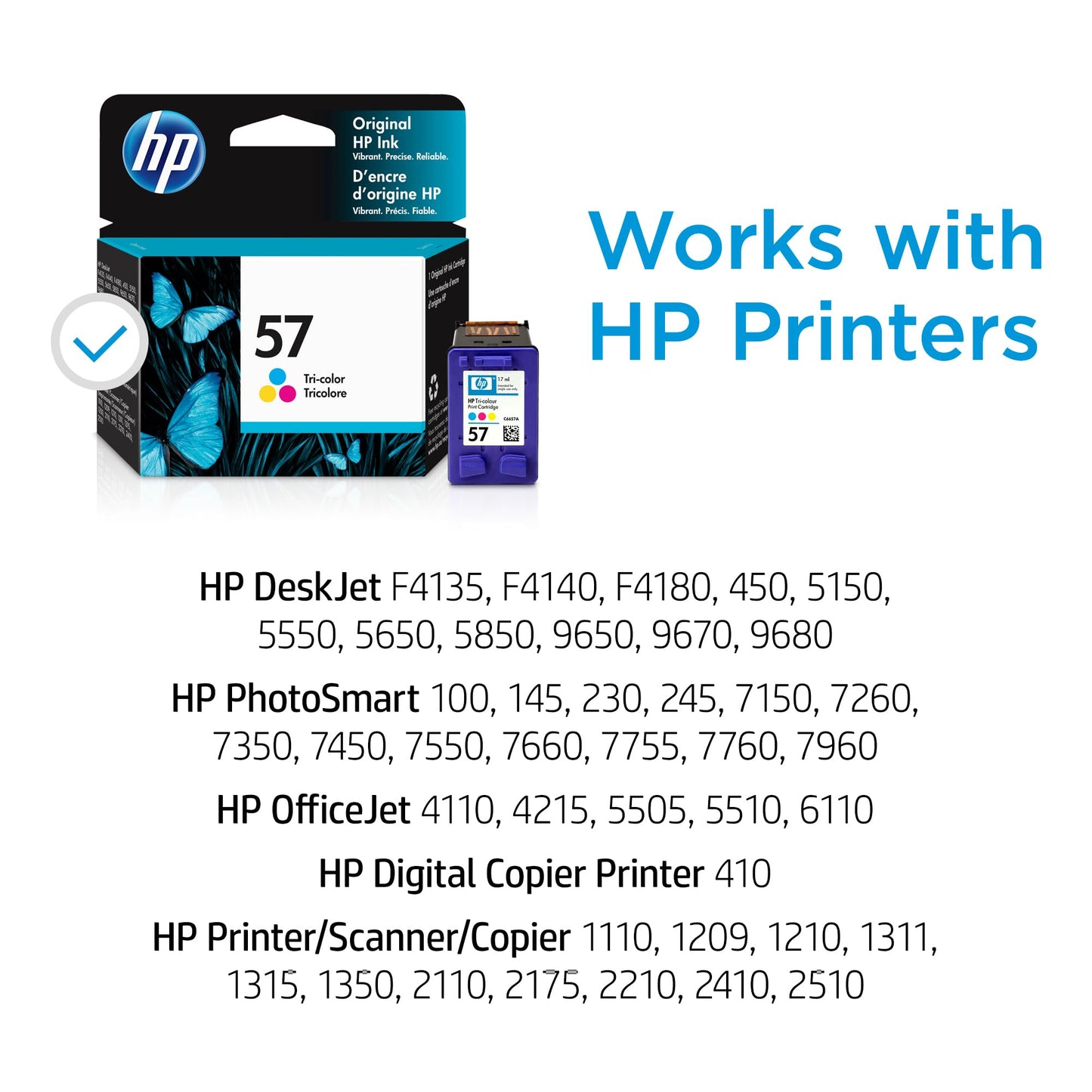 HP 57 Tri-Color Ink Cartridge | Works with DeskJet F4100, 450, 5000, 9600; PhotoSmart 100, 200, 7000; OfficeJet 4000, 5500, 6110; Digital Copier