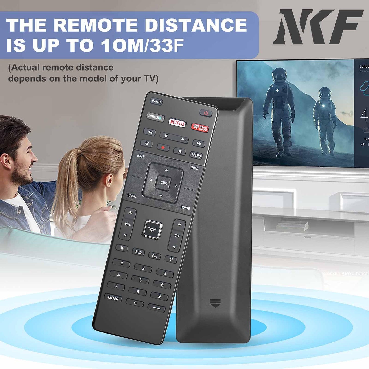 XRT122 Universal Remote Control for All Vizio TV Remote Replacement, with Amazon Netflix IHeart Radio Internet APP Key, Replace E-Series D-Series LED