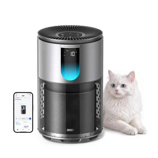 DREO Smart Pet Air Purifier for Home, Bedrooms Air Cleaner with Wi-Fi/Voice/Alexa, Auto/Turbo/HEPA Sleep Mode for Smoke, Dust, Pollen, Odor, PM2.5