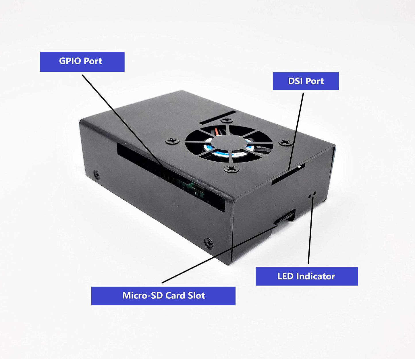 MICRO CONNECTORS, Inc. Aluminum Raspberry Pi 4 Model B Case with Fan and USB-C Power Adapter
