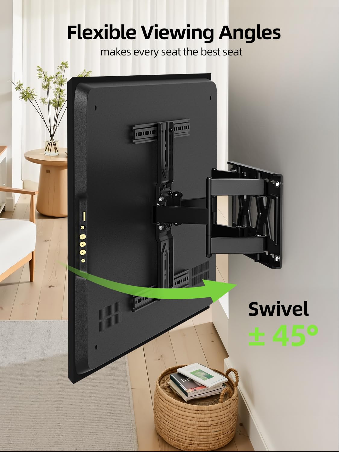 USX MOUNT Ultra Slim TV Wall Mount 37-75 Inch TVs Mount with Swivel and Tilt, Low Profile Full Motion Bracket with Articulating Dual Arms, Up to VESA