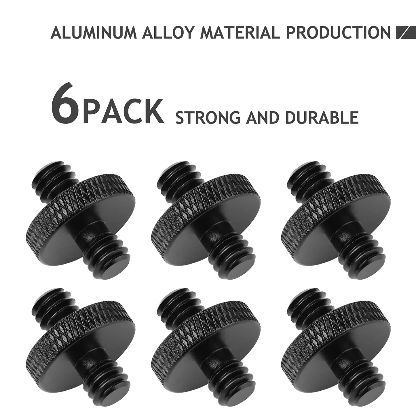 Frgyee 6 Pack 1/4" Male to 1/4" Male Threaded Tripod Screw Adapter Double Sided Standard Mounting Thread Converter for Camera Cage Mount