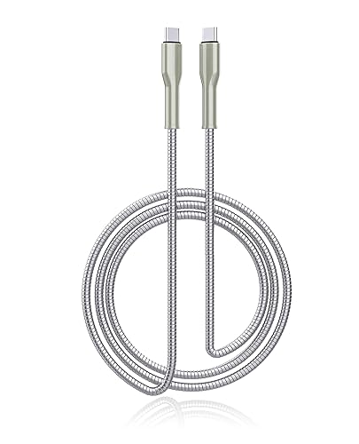 clickfish USB C to USB C Cable 6.6ft, 60W Fast Charging & Data Sync, Indestructible Metal Braided Cat/Dog Chew Proof Charger Cord for iPhone 16/15