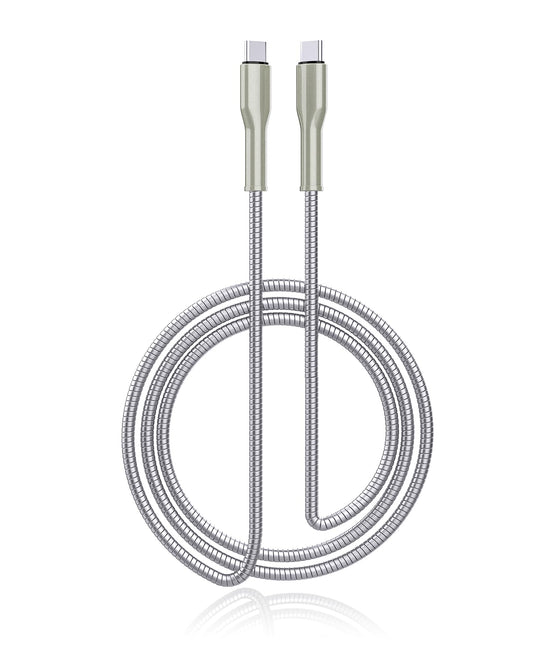 clickfish USB C to USB C Cable 6.6ft, 60W Fast Charging & Data Sync, Indestructible Metal Braided Cat/Dog Chew Proof Charger Cord for iPhone 16/15