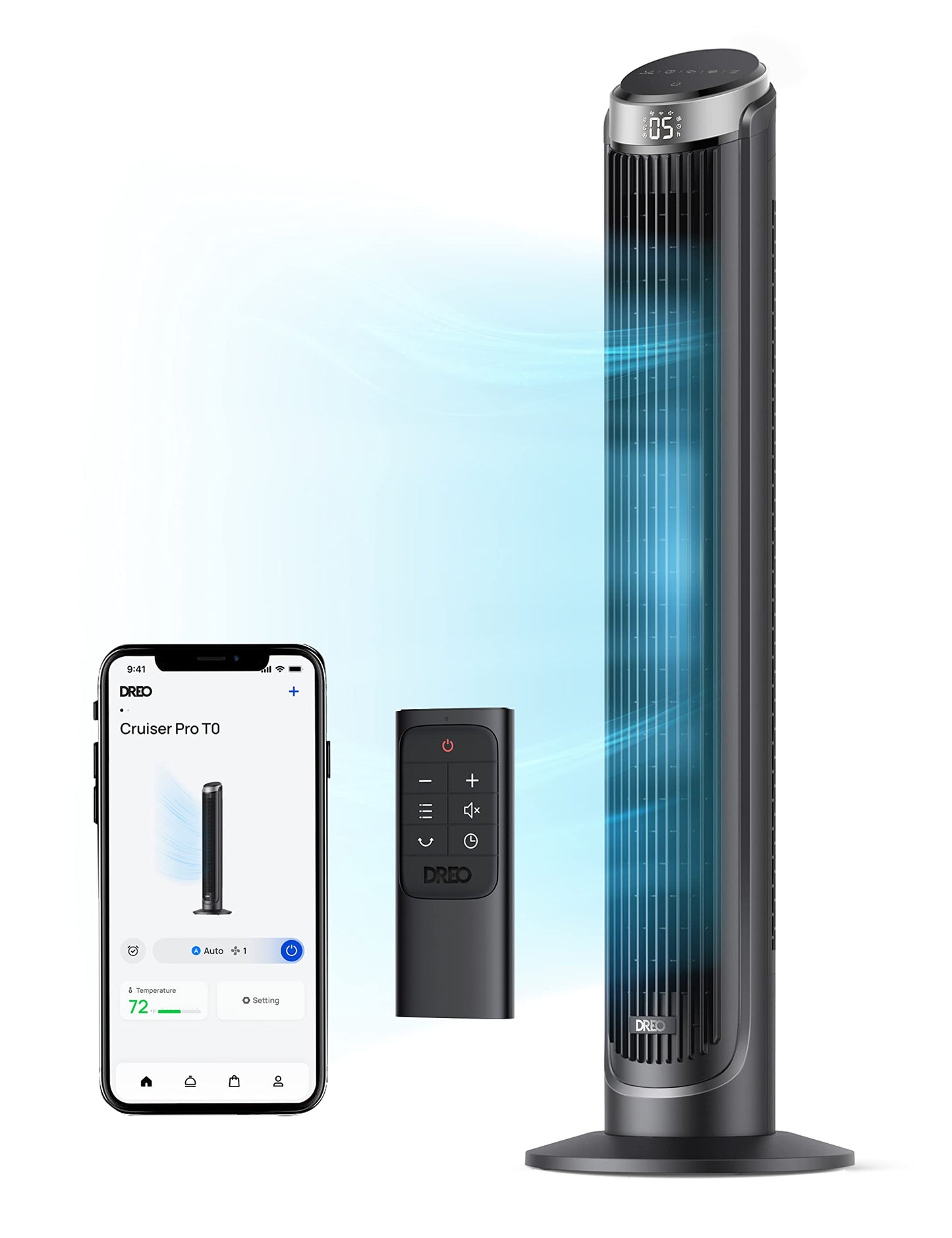 DREO Smart Tower Fan for Bedroom, 90° Oscillating Fan, 26ft/s Wind, 28dB