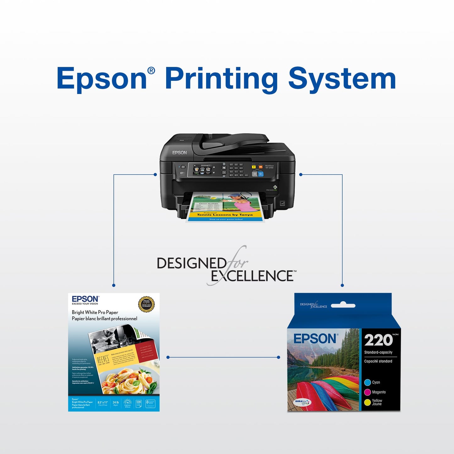 EPSON 220 DURABrite Ultra Ink High Capacity Black & Standard Color Cartridge Combo Pack Works with WorkForce WF-2630,2650, 2660, 2750, 2760