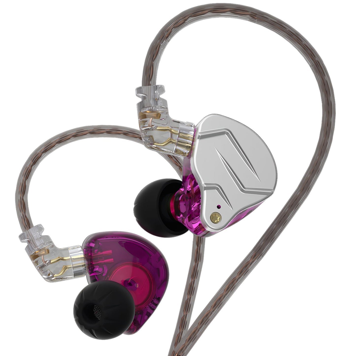 erjigo KZ ZSN Pro Dynamic Hybrid Dual Driver in Ear Earphones Detachable Tangle-Free Cable Musicians in-Ear Earbuds Headphones (Purple Without Mic)