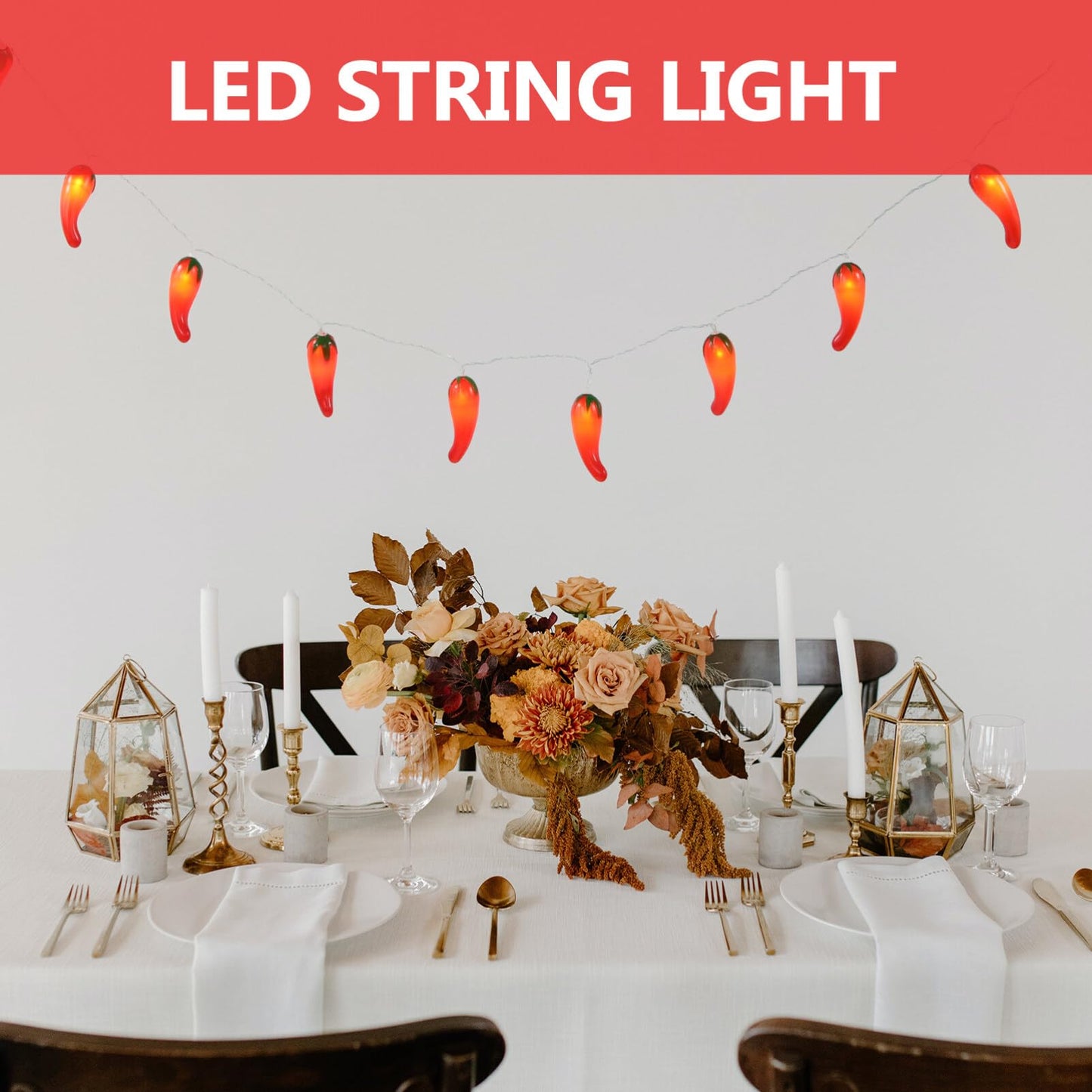 ledmomo Battery-Operated Chili String Lights 10 Warm Led Pepper Lights 5.40Ft Waterproof Decorative Lighting for Patio Fence Deck Balcony Camping