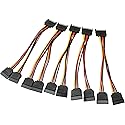 Longdex SATA Power Extension Cable 5PCS 20cm SATA Power 15-Pin Male to 2 x 15P Female Y Splitter Cable Adapter