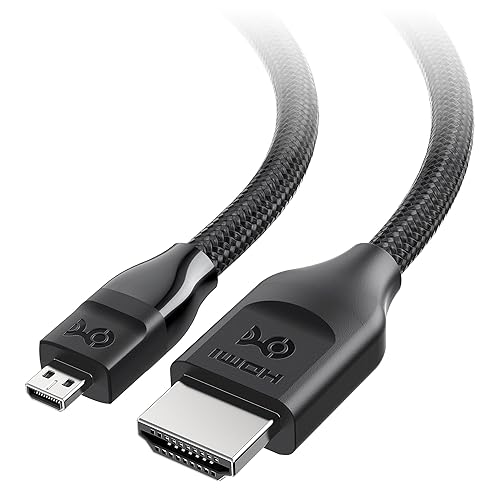 Cable Matters 48Gbps 8K Micro HDMI to HDMI 2.1 Cable - 6.6ft, Supports 8K@60Hz / 4K@240Hz with HDR, MicroHDMI Cable Works with Digital Camera, GoPro