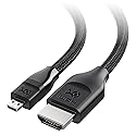 Cable Matters 48Gbps 8K Micro HDMI to HDMI 2.1 Cable - 6.6ft, Supports 8K@60Hz / 4K@240Hz with HDR, MicroHDMI Cable Works with Digital Camera, GoPro
