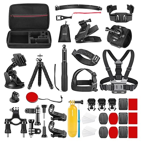 NEEWER 50 in 1 Action Camera Accessory Kit Compatible with GoPro Hero 12 11 10 9 DJI OSMO 4 3 2 Insta360 X3 X2 GO 3 SJCAM DBPOWER AKASO VicTsing