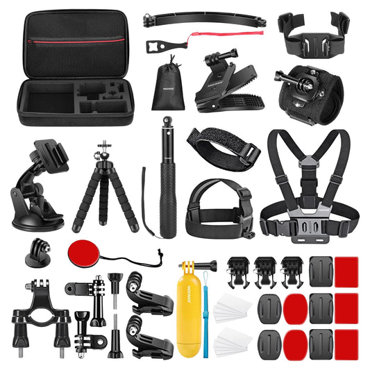 NEEWER 50 in 1 Action Camera Accessory Kit Compatible with GoPro Hero 12 11 10 9 DJI OSMO 4 3 2 Insta360 X3 X2 GO 3 SJCAM DBPOWER AKASO VicTsing