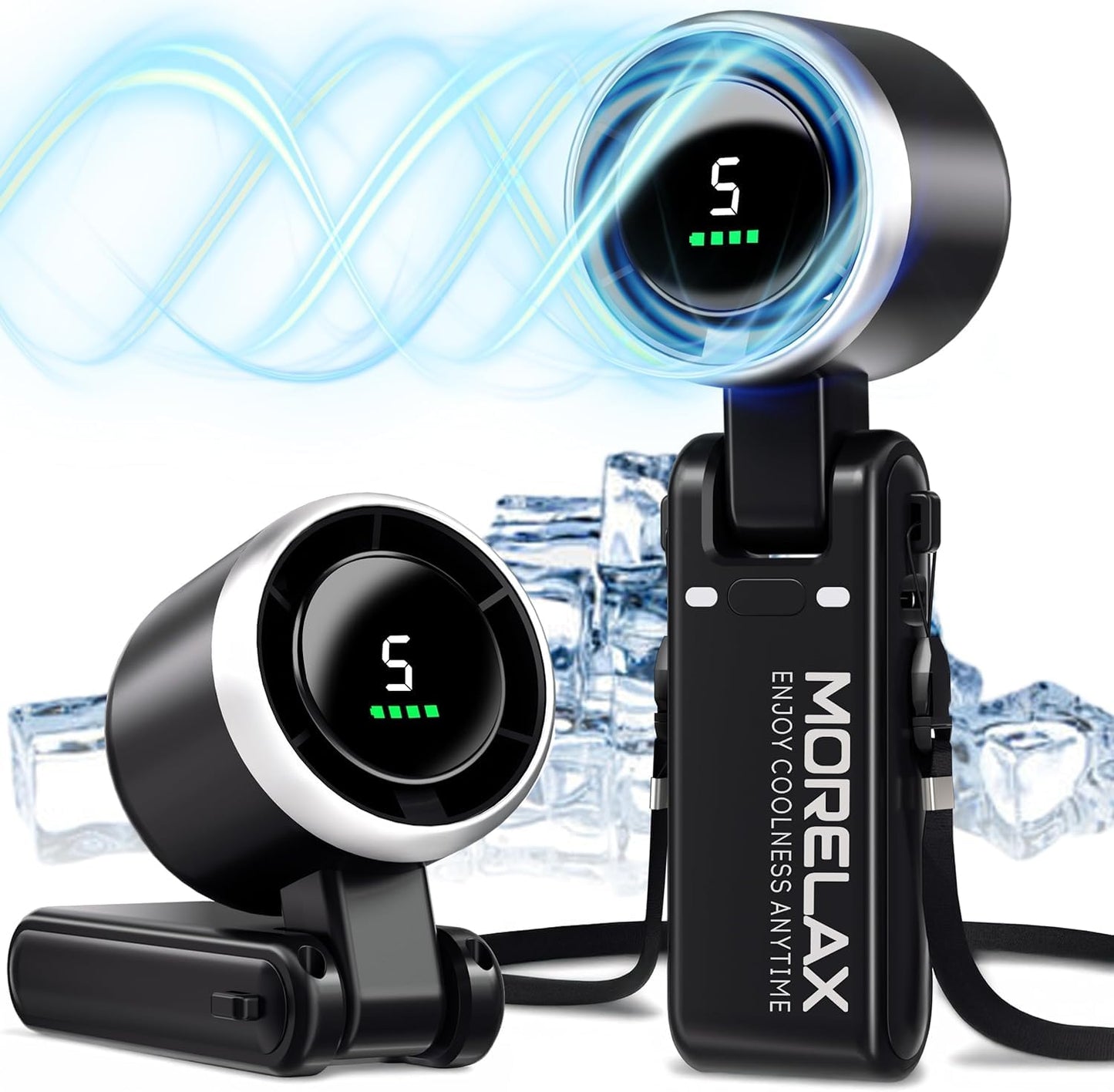 Morelax Personal Handheld Fan,High-Speed Turbo Fans,5-Speed with LED Display,Powerful Motor,4000mAh,USB Rechargeable Portable Cooling Fan for Outdoor