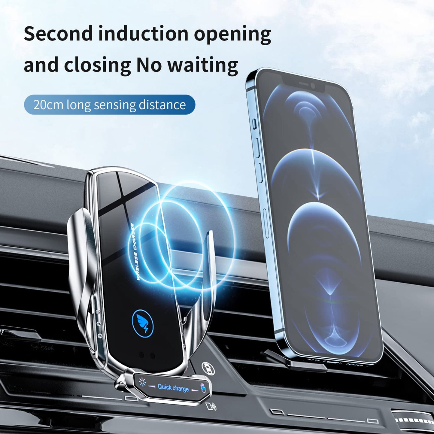 Wireless Car Charger Mount 15W Fast Charging Auto Clamping Automotive Electric Induction Car Phone Holder Mount Car Wireless Charger Air Vent Car