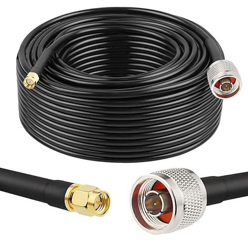 MOOKEER RG58 N Male to SMA Male Cable - 100FT Low Loss SMA to N Cable 50 Ohm for WiFi Router,GPS Receiver,Antenna,Signal Booster Use