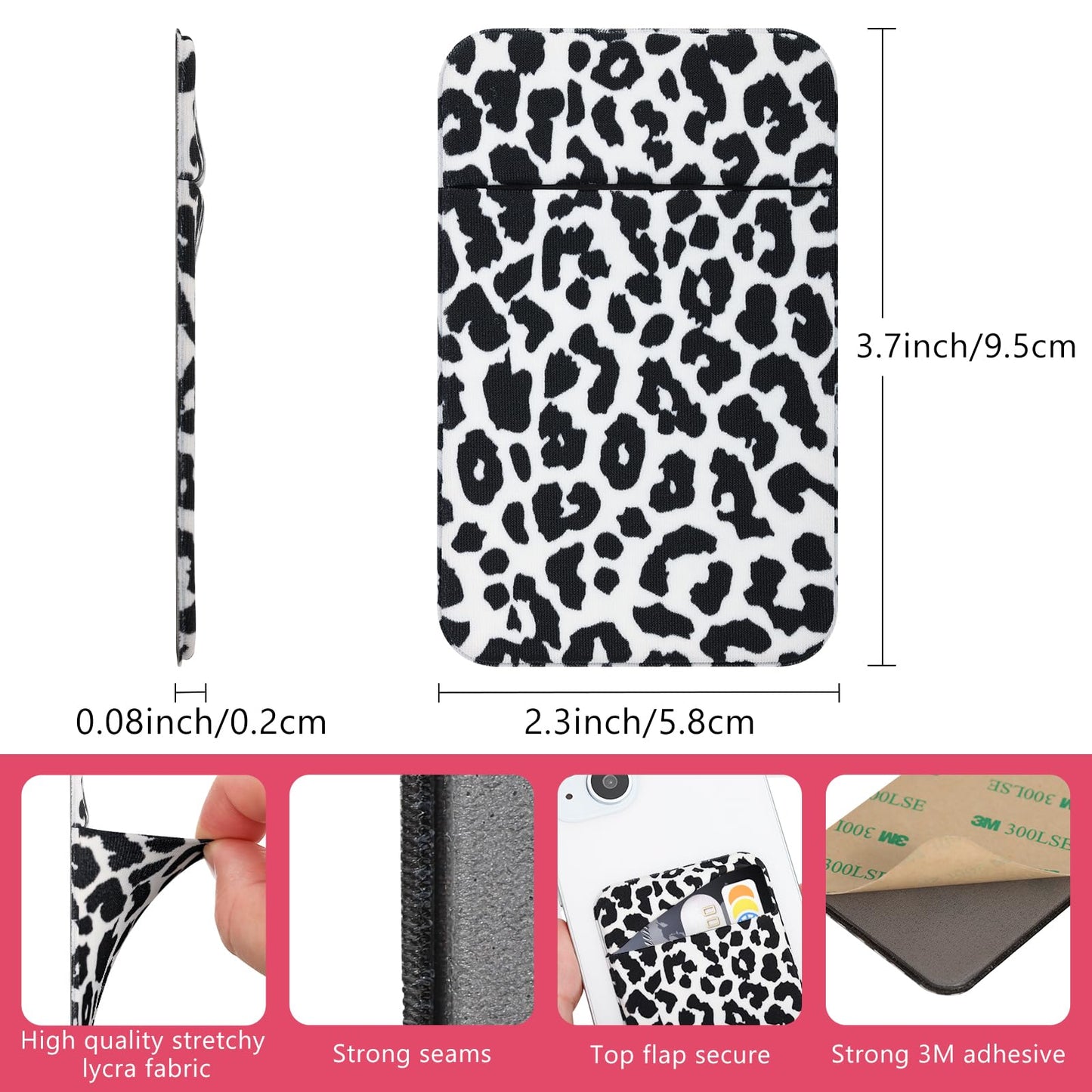 Vigdit Credit Card Holder Phone Wallet Stick On, 2 Pack Adhesive Cell Phone Sleeve for iPhone/Samsung/Android,Cute Sticky Wallet Phone Case