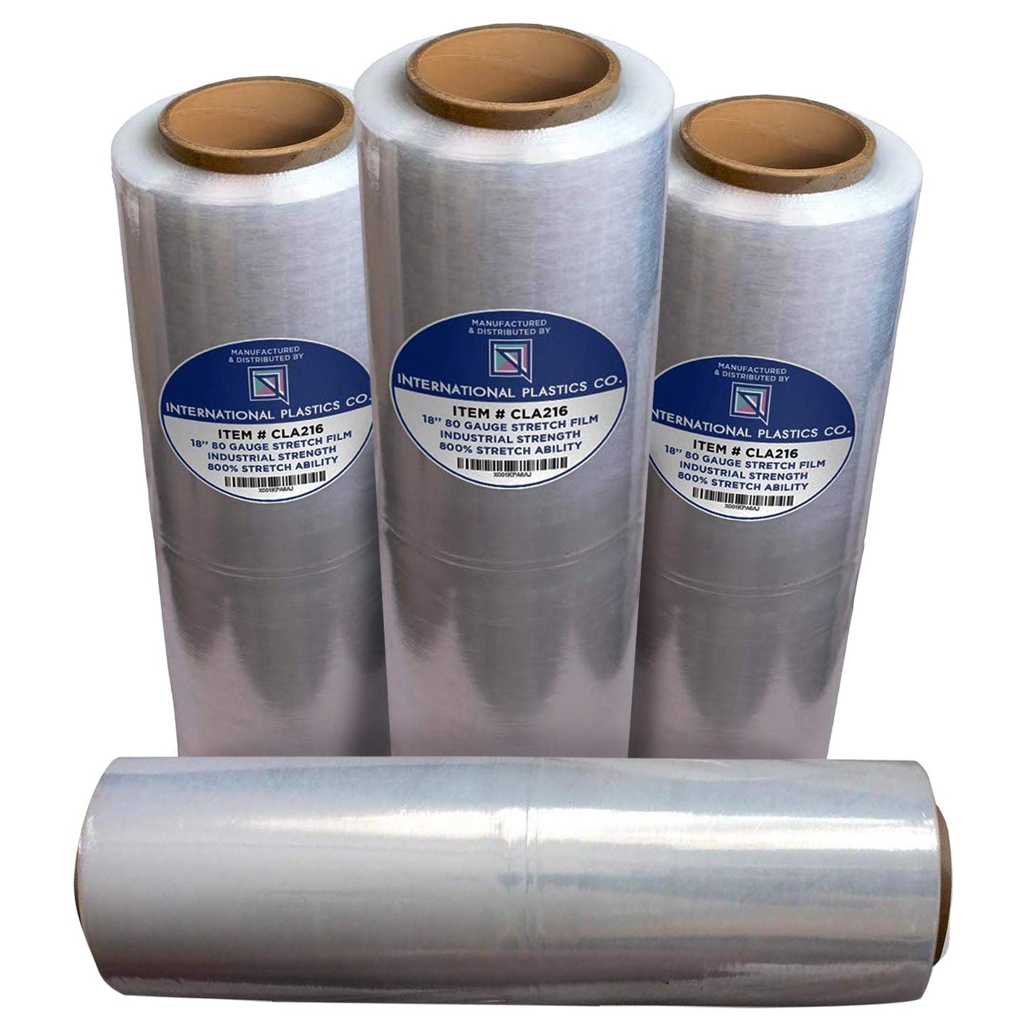 International Plastics Co. 18" Stretch Film/Wrap 1500 feet 7 Layers 80 Gauge Industrial Strength up to 800% Stretch 20 Microns Clear Durable Adhering