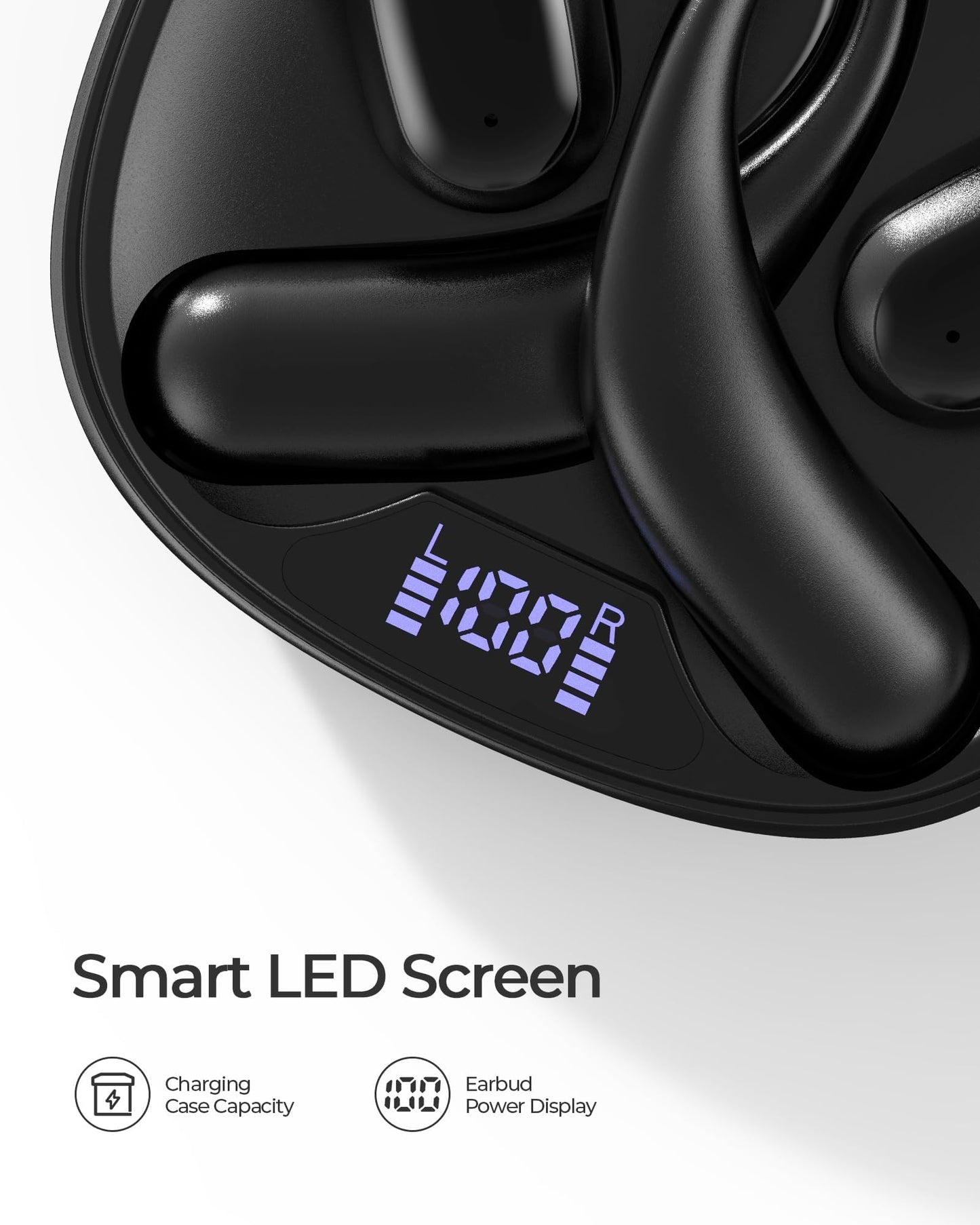 Mythsound Open Ear Headphones, Bluetooth 5.3 Wireless Earbuds with Earhooks, 75 Hours Playtime, Fast Charging, Sweat Resistant, Digital Display…
