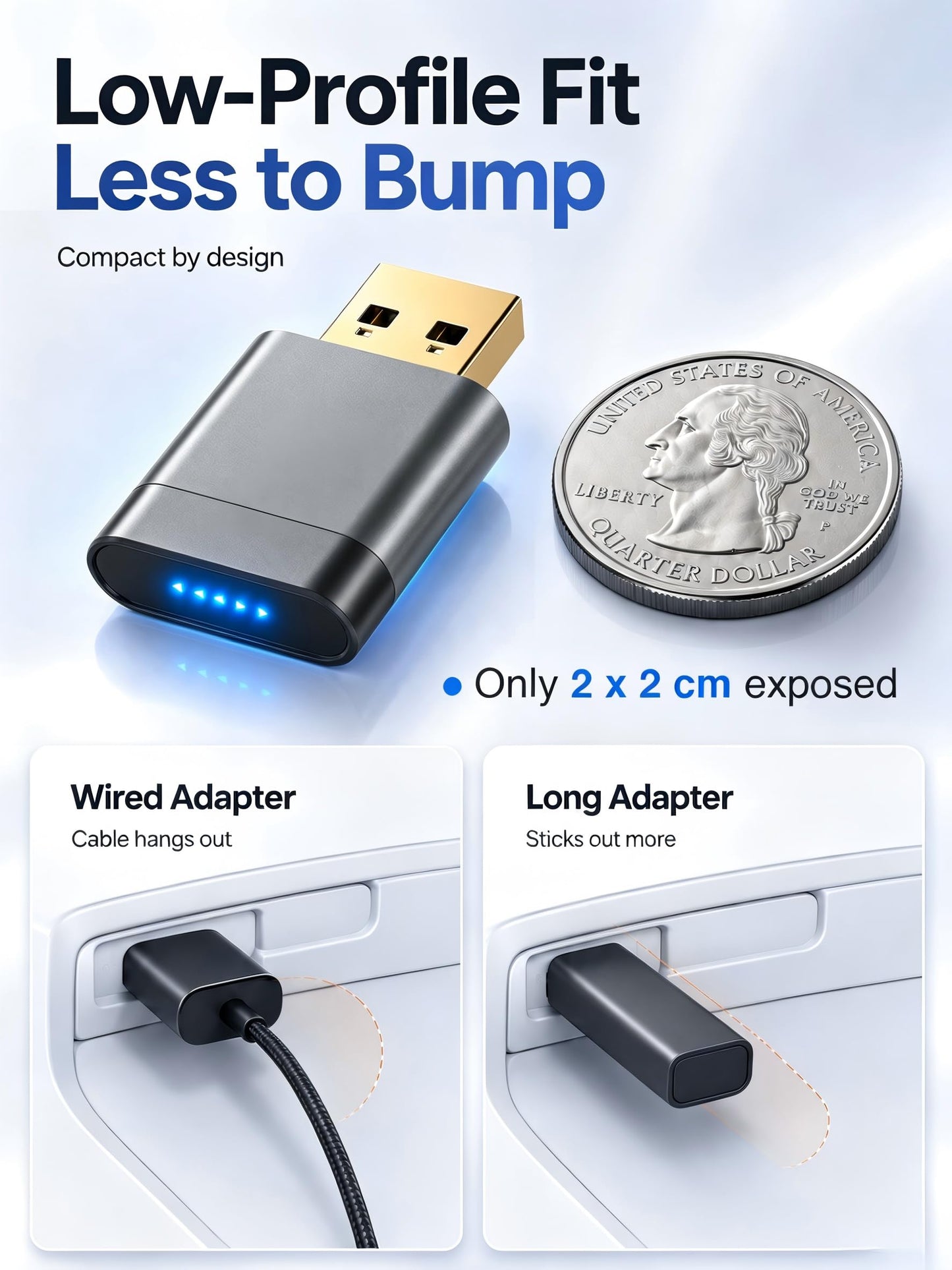 Gleefulia Bluetooth Car Play Dongle - Ideal for Long-Distance Driving, Daily Commutes, and Vacations. Gold-Plated USB, Metal Housing. Converts Wired