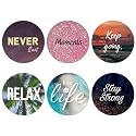 6 Pack - Collapsible Cell Phone Grip for Smartphones,Mobile Expanding Cellphone Holder Kicktand for Phone and Case - Relax Keep Going Quote