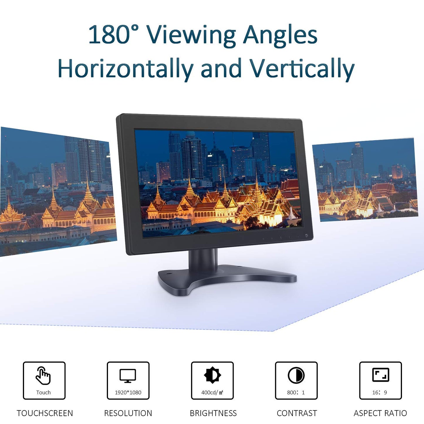 OWLVISION Security Monitor 11.6 Inch, 1920x1080 Compact Touch Screen Monitor with HDMI/VGA/USB Port, Built-in Dual Speakers External Display