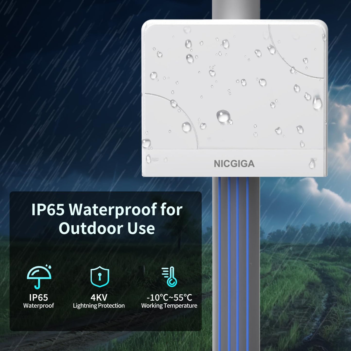 Outdoor Waterproof 8-Port PoE Switch with 8 Port PoE+@120W + Gigabit Uplink Port, 10 Port IEEE802.3af/at Power Over Ethernet Switch Unmanaged