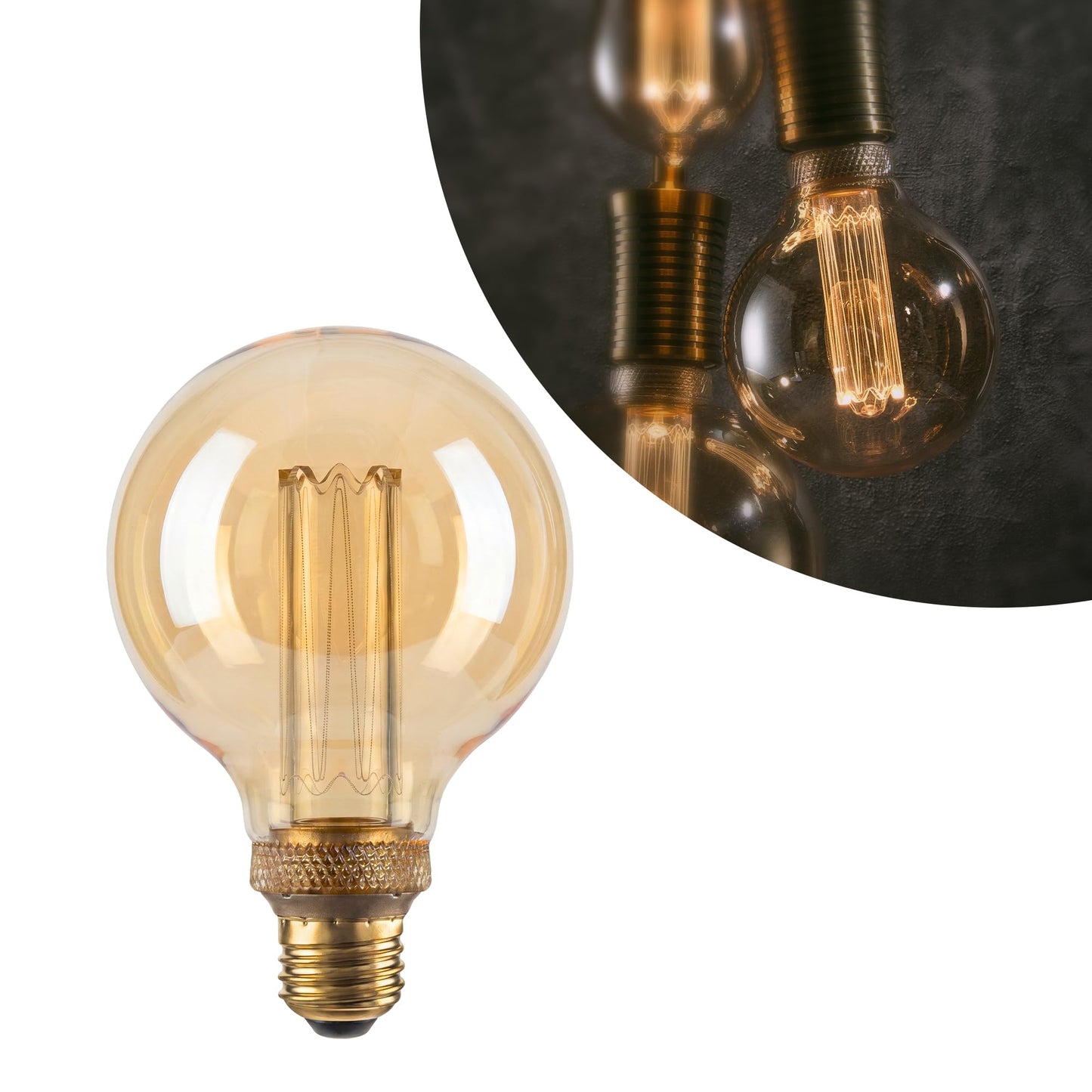 Harwez Dimmable Edison Bulb E26 Vintage Round LED Light LowLumen Amber G95
