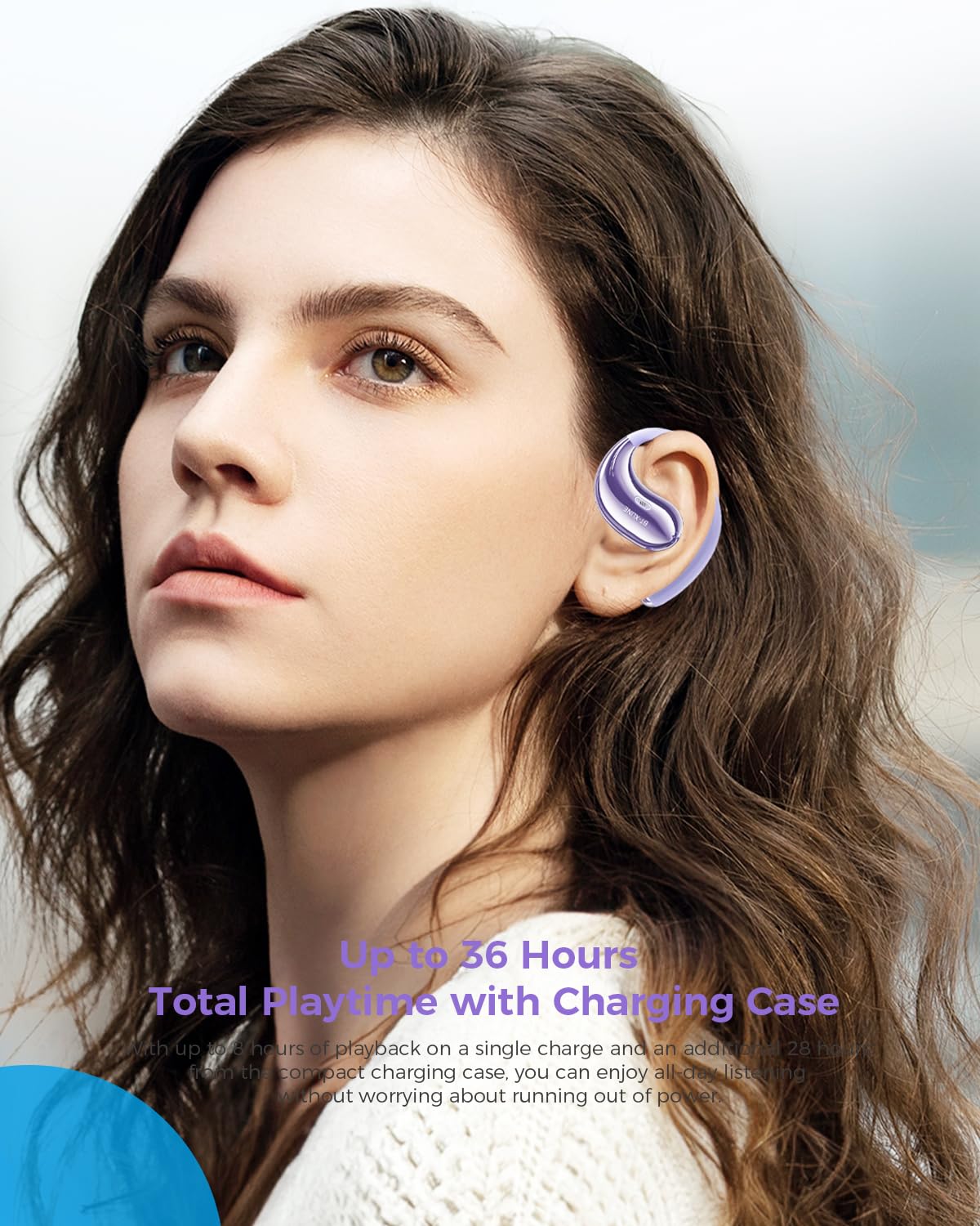 Micool Open Ear Headphones Bluetooth 6.0, Clip On Earbuds Wireless with 36H Playtime, Noise Cancelling Comfort Fit Sports Headphones