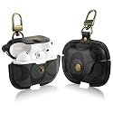 Leather Case for AirPods Pro 3, Shockproof Cover with Keychain, Black