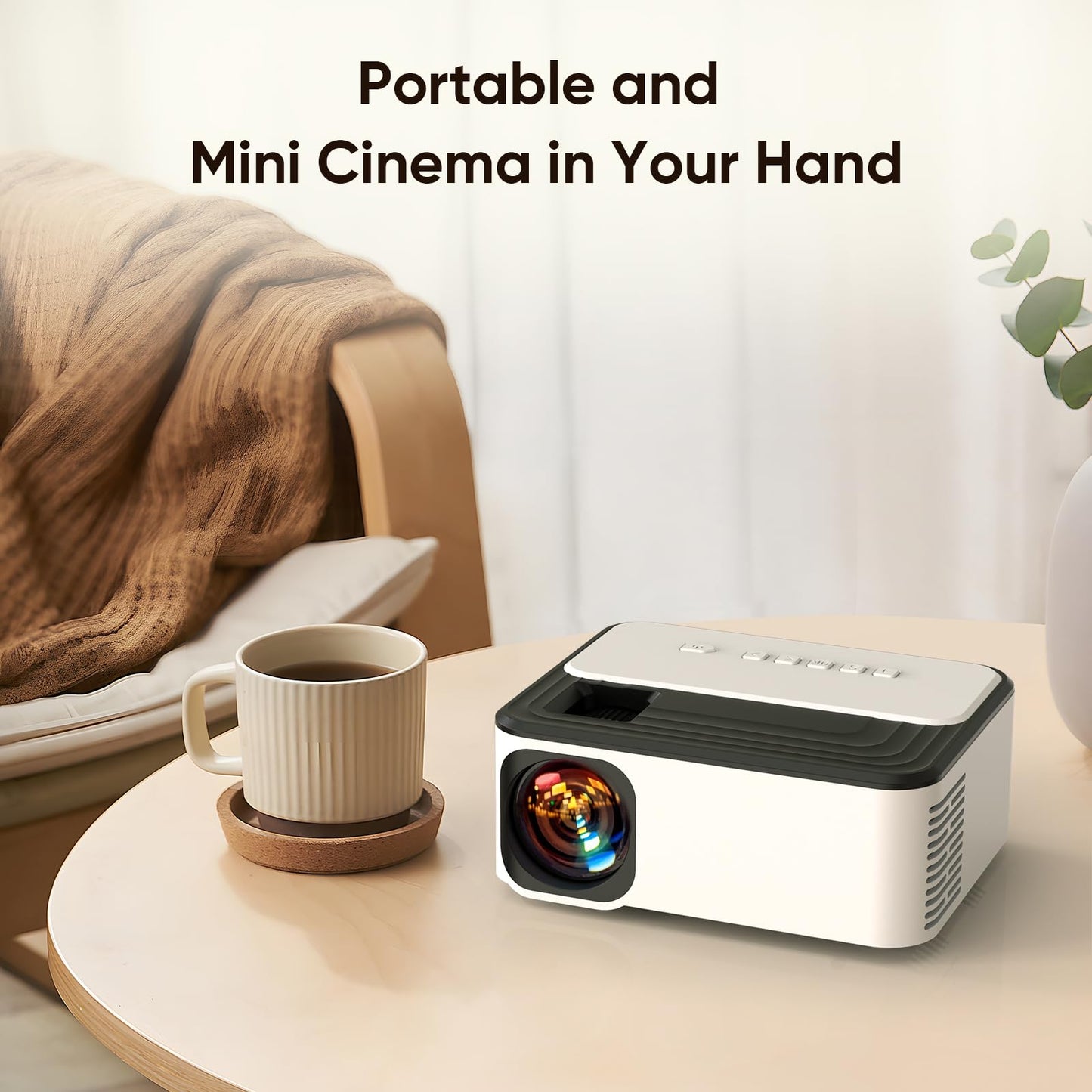 Mini Projector Portable Projector Full HD 1080P Supported, Home Theater Projector Compatible with TV Stick, Phone, Games, HDMI, AV