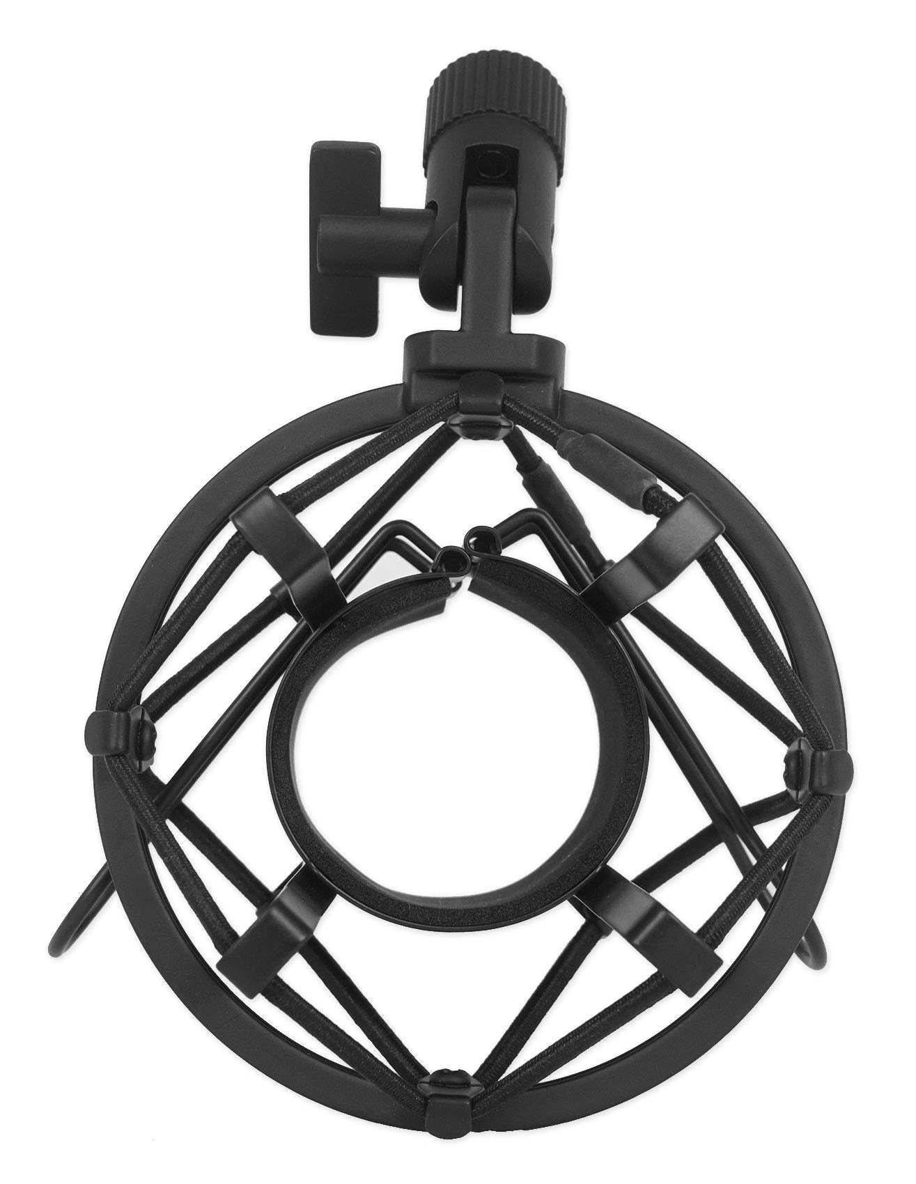 Rockville R-Shock Black Metal Shock Mount for Studio Condenser Microphones, 43-48mm Fit, Anti-Vibration Design, Durable Build, for Podcasting and