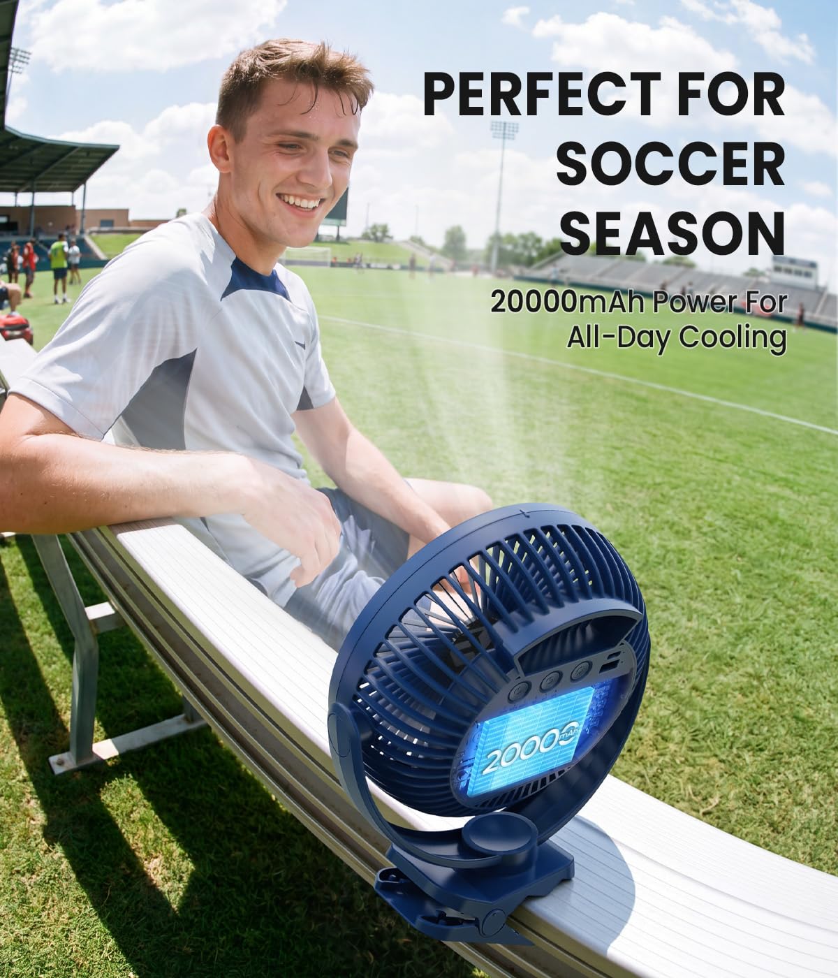 8" Clip on Fan, 20000mAh Rechargeable Fan Battery Portable, Strong Airflow