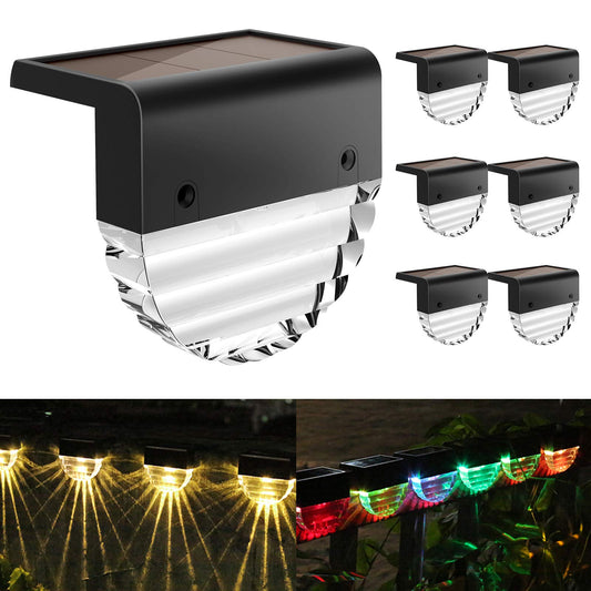 Melunar Solar Deck Lights, 6 Pack Waterproof LED Solar Step Light Outdoor, Fence Lights Solar Powered for Outside, Garden, Patio, Stairs,Yard,10