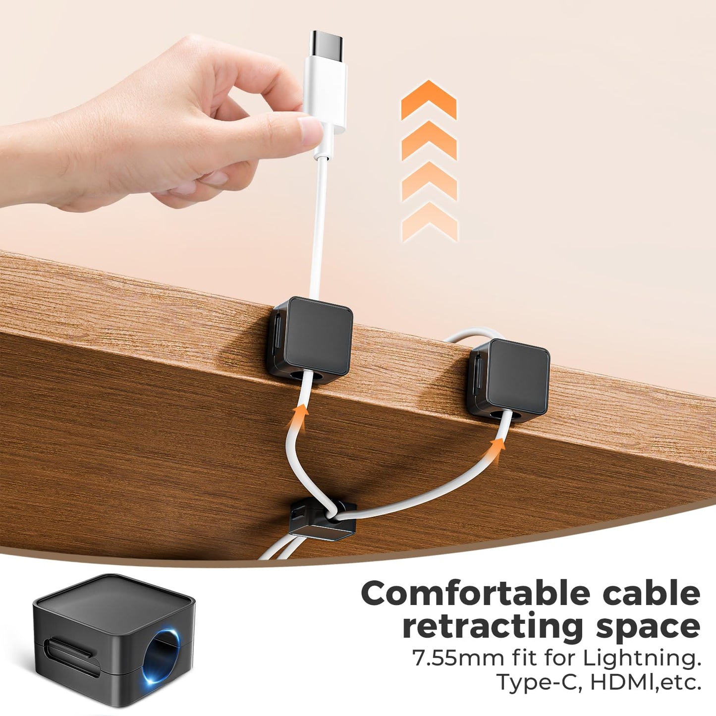 8 Pack Magnetic Cord Organizer Holder, Adjustable Cable Clips, Strong Adhesive Desk Cable Management Clips for Nightstand, Office, Car, Easy Open