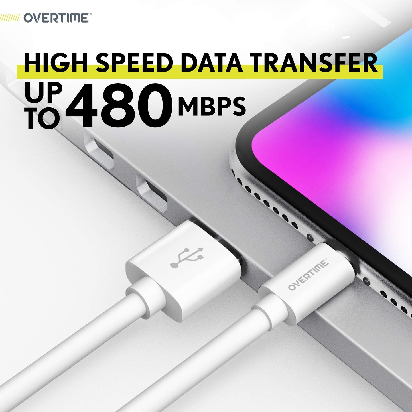 Overtime iPhone Lightning Cable, MFI Certified, Portable & Smart Charging USB A to Lightning Cable, Fast Apple Charging Cord, 6ft iPhone Charger Cord…