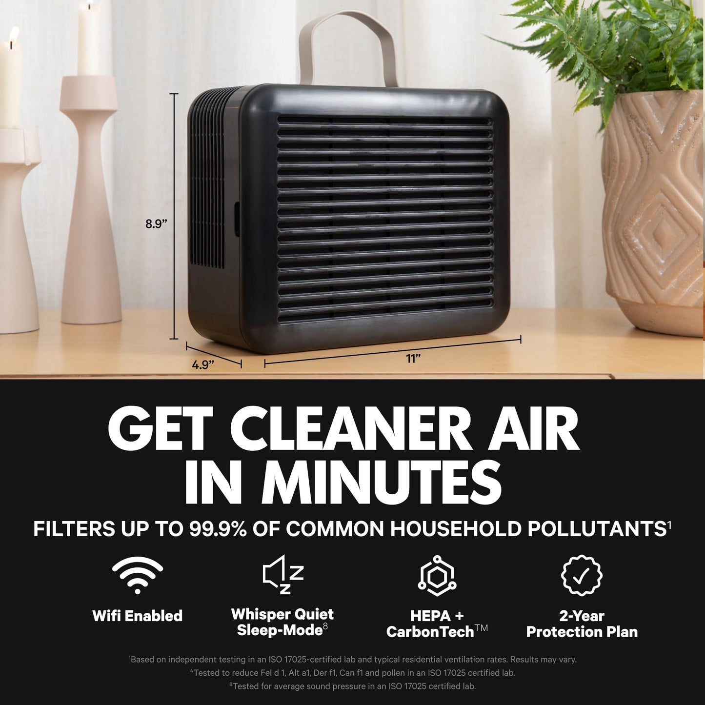 PuroAir 100i Smart HEPA Air Purifiers for Bedroom Home Pets - 550 Ft² (1PK)