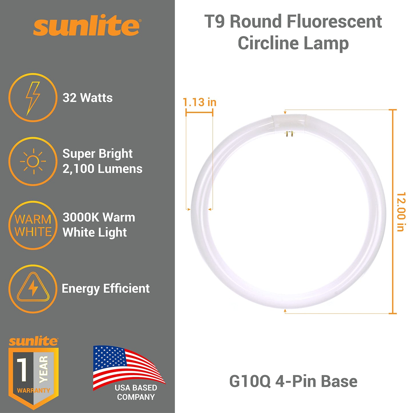Sunlite 32 Watt T9 Circline, 4-Pin Base, Warm White