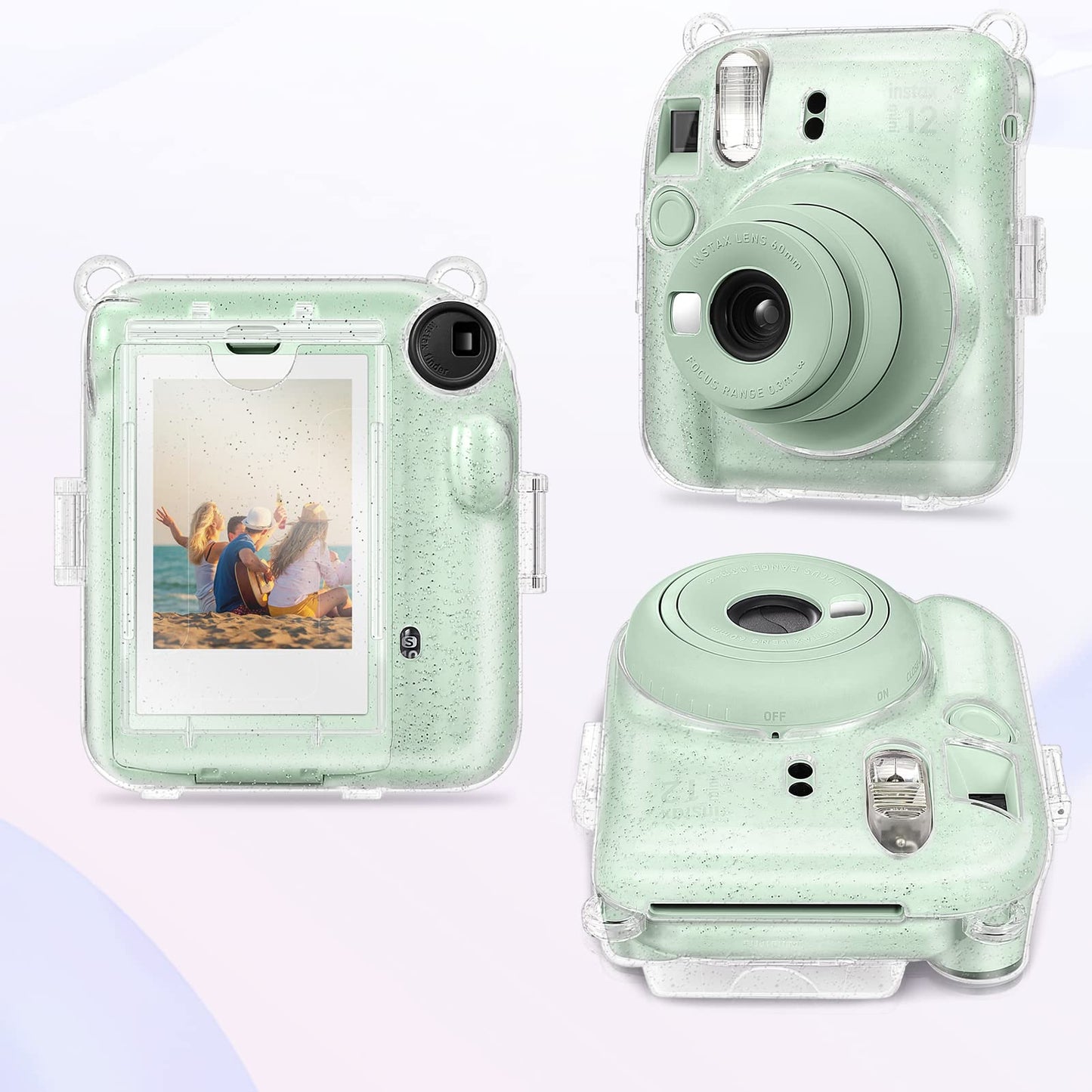 Fintie Protective Clear Case for Fujifilm Instax Mini 12 Instant Camera - Crystal Hard Shell Cover with Upgraded Film Pocket for Storing Photos