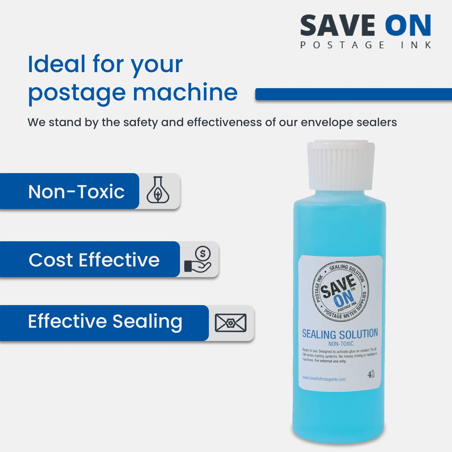 Pitney Bowes 601-9 Compatible E-Z Seal Sealing Solution (4 Pack - 4oz) - Envelope Sealer for DM Series Mailing System - Envelope Seal for Effortless