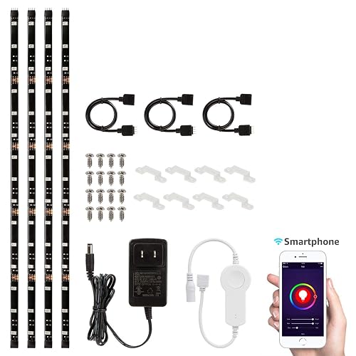 TORCHSTAR LED Smart TV Backlight Kit Multi-Color, Compatible with Alexa, App Control, 4pcs of Waterproof Strip Lights, Flexible Strips for Home