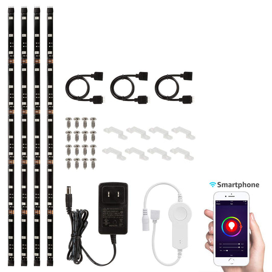 TORCHSTAR LED Smart TV Backlight Kit Multi-Color, Compatible with Alexa, App Control, 4pcs of Waterproof Strip Lights, Flexible Strips for Home