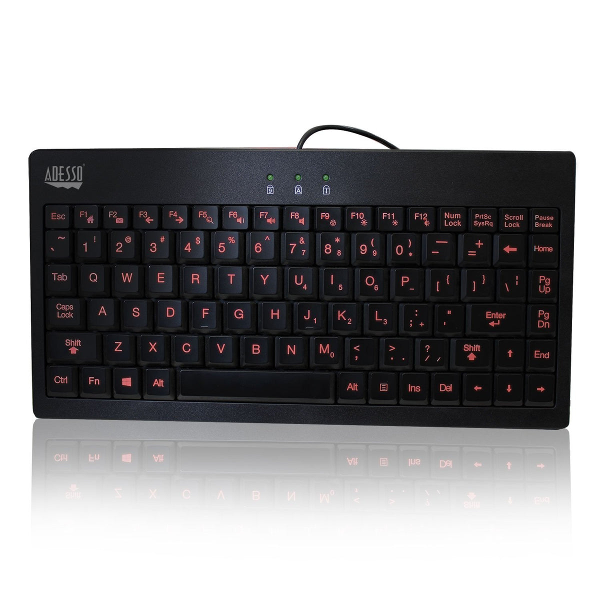Adesso AKB-110EB SlimTouch 110 3-Color Mini Keyboard, 12 Inches, Black