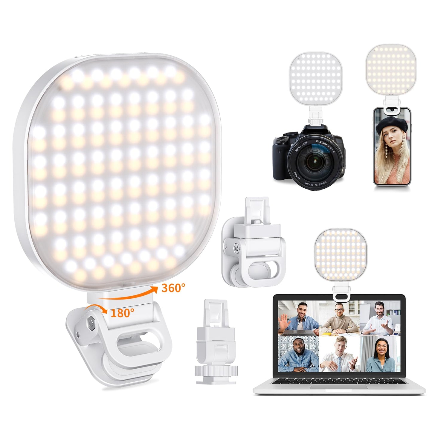 142 LED Selfie Light for Phone, Eagerey High Power Rechargeable Clip Fill Light Portable with 3 Light Modes 10 Brightness Levels Color Set for Phone