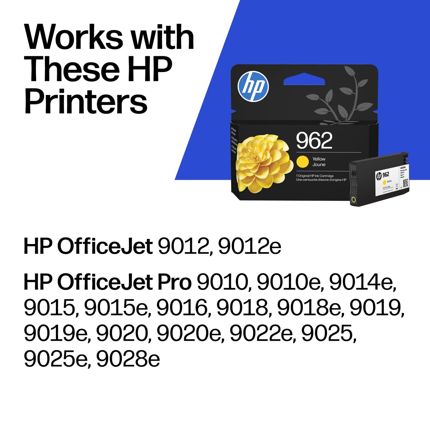 HP 962 Yellow Ink Cartridge | Works with OfficeJet 9010, Pro 9010, 9020 | Eligible for Instant Ink | 3HZ98AN
