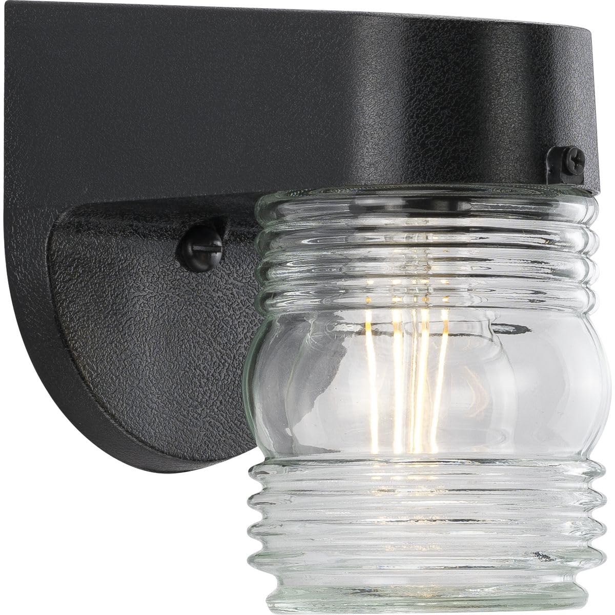 Progress Lighting Polycarbonate Outdoor 1-Light Clear Lexan Traditional Outdoor Wall Light Textured Black