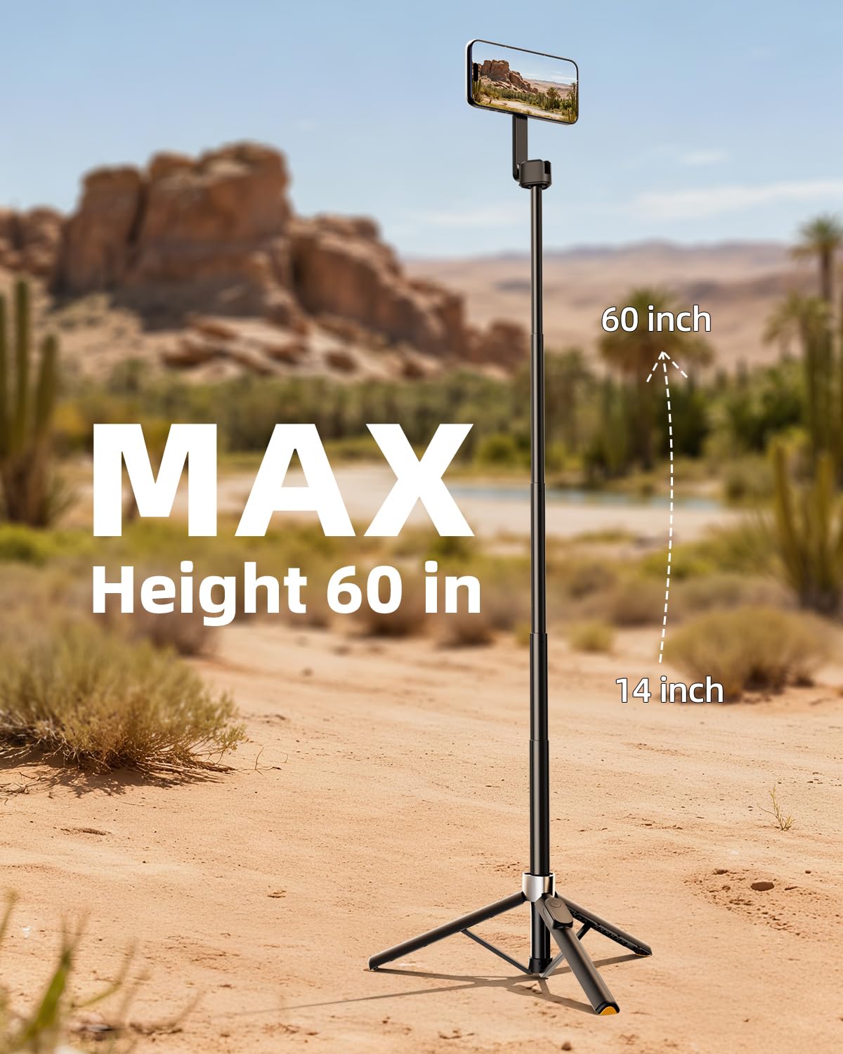 TODI 60" Magnetic Tripod for iPhone,Mini Magnetic Selfie Stick Magnetic Selfie Stick Compatible with iPhone 12-17 Series with Metal Ring