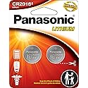 Panasonic CR2016 3.0 Volt Long Lasting Lithium Coin Cell Batteries in Child Resistant, Standards Based Packaging, 2-Battery Pack